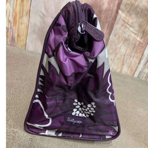 Thirty-One Gifts Purple Floral Zip Top Stay Open Organizing Cosmetic Pouch Bag - Picture 5 of 5